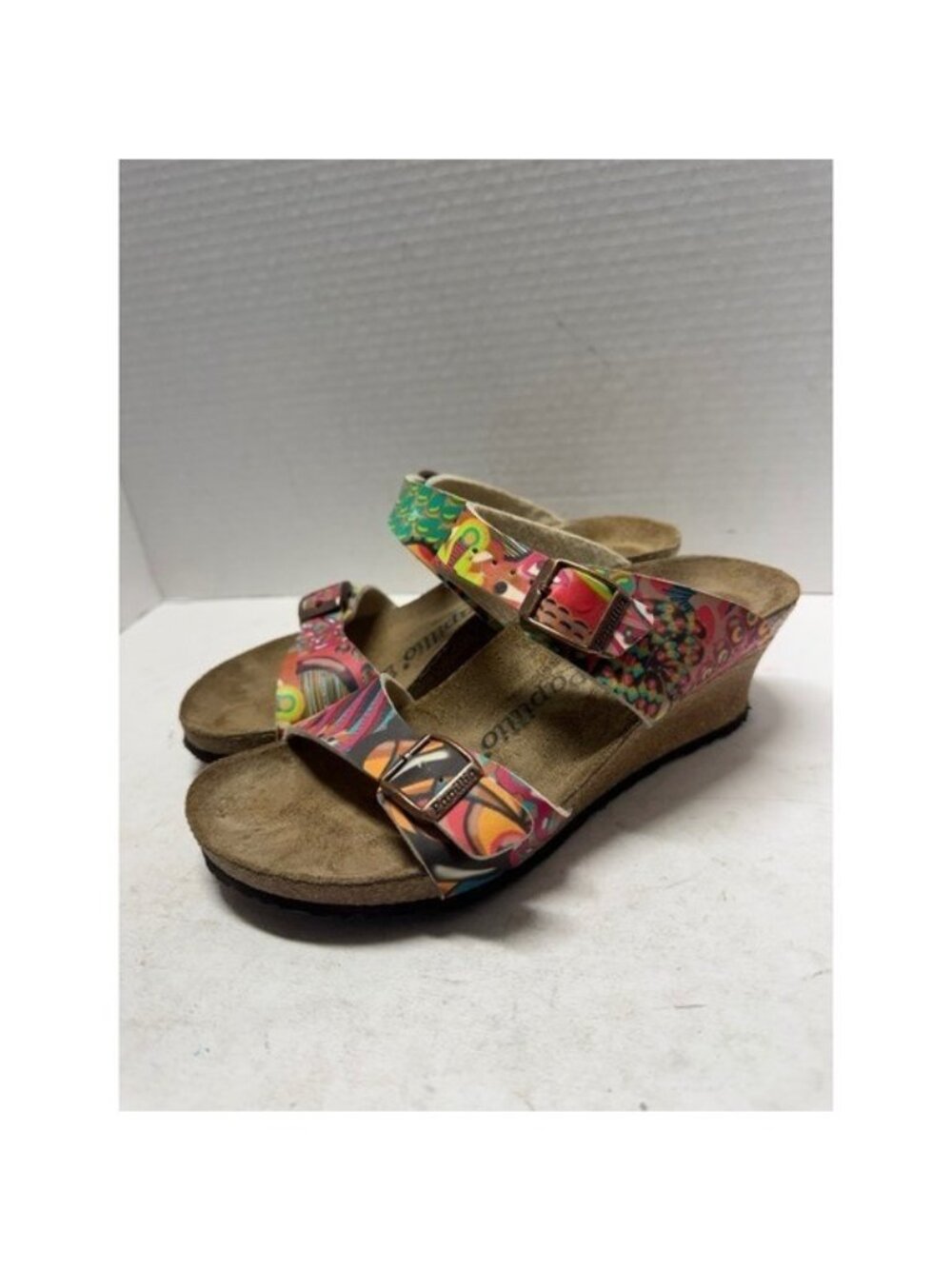 Papillio Birkenstock Multi Color Abstract Print Wedge Sandals Size 36 L5 M4